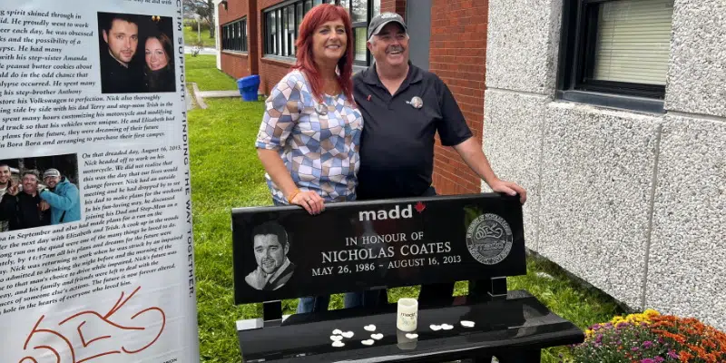 Memorial Bench Remembering Victim of Impaired Driving Unveiled Outside Motor Vehicle Registration