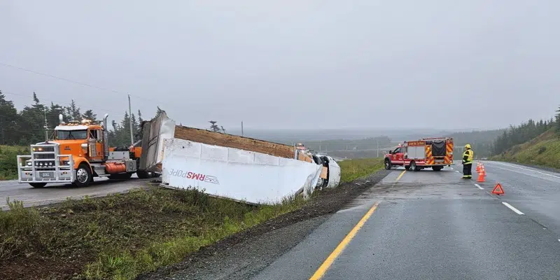 Tractor Trailer Crashes on TCH West of Salmonier Line