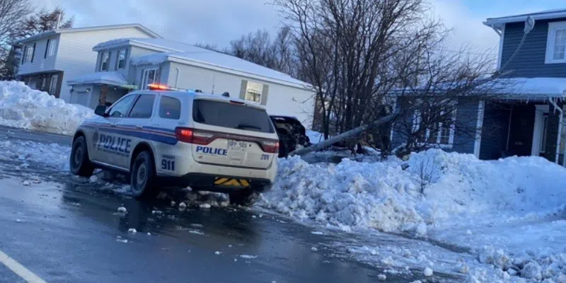 Light Pole Cracked Off During Single Vehicle Accident in St. John's