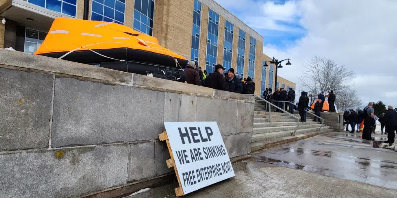 Harvesters Gather Outside Confederation Building Calling for End to Selling Restrictions