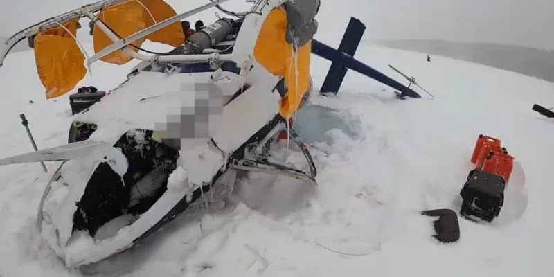 Pilot Walks Away With Minor Injuries After Crashing Helicopter Into Frozen Lake