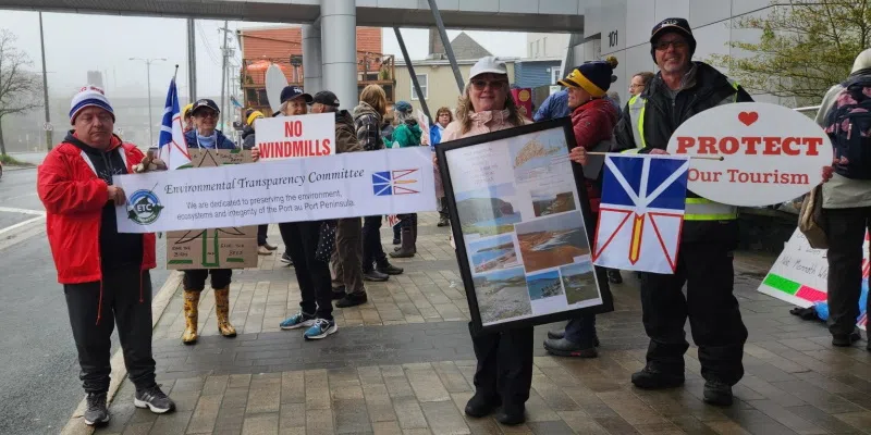 Wind-Hydrogen Protesters Gather Outside Energy NL Conference