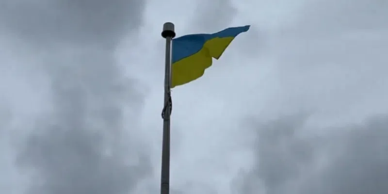 Ukrainian Flag Flying at Confederation Building for Independence Day of Ukraine