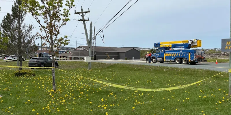 Car Snaps Off Power Pole on Thomas Byrne Drive in Mount Pearl