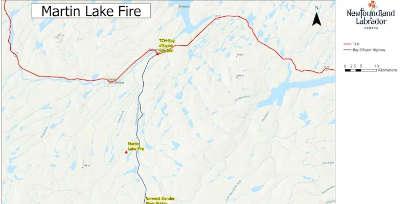 Officials Asking People to Avoid Bay D’Espoir Highway Due to Martin Lake Fire