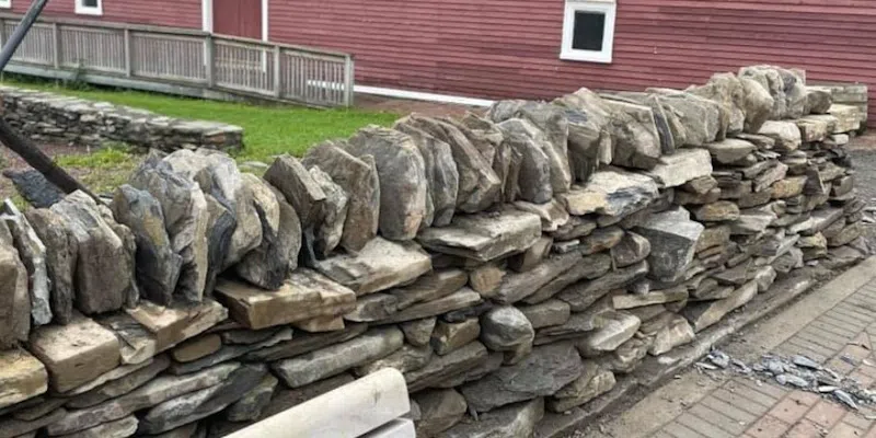 A traditional dry-stone wall, constructed without mortar on Water Street in Carbonear (Landcape NL)