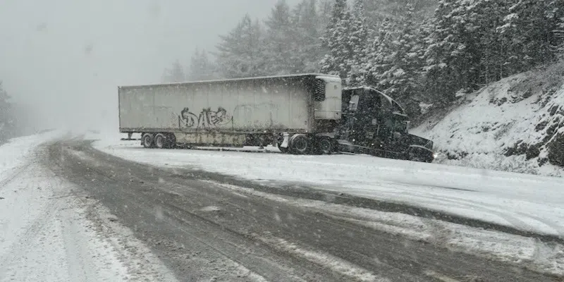 UPDATE: Truck Cleared from Highway, but Driving Conditions Very Poor