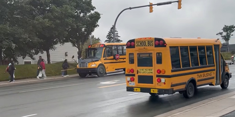 Video Posted to Social Media Shows Several Vehicles, Including School Bus, Passing Bus With Lights Flashing