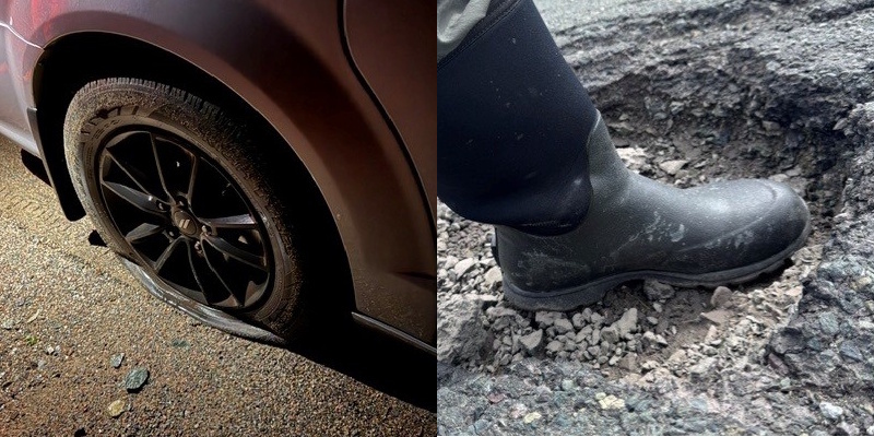 Massive Pothole Hazardous to Drivers on Burin Peninsula