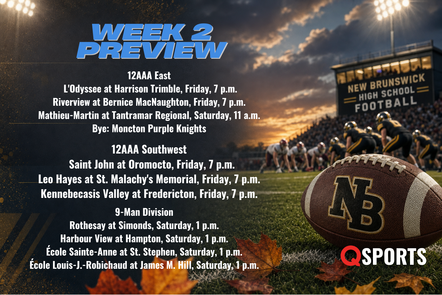 Week 2 Preview: AAA Showdowns and Nine-Man Battles Across New Brunswick